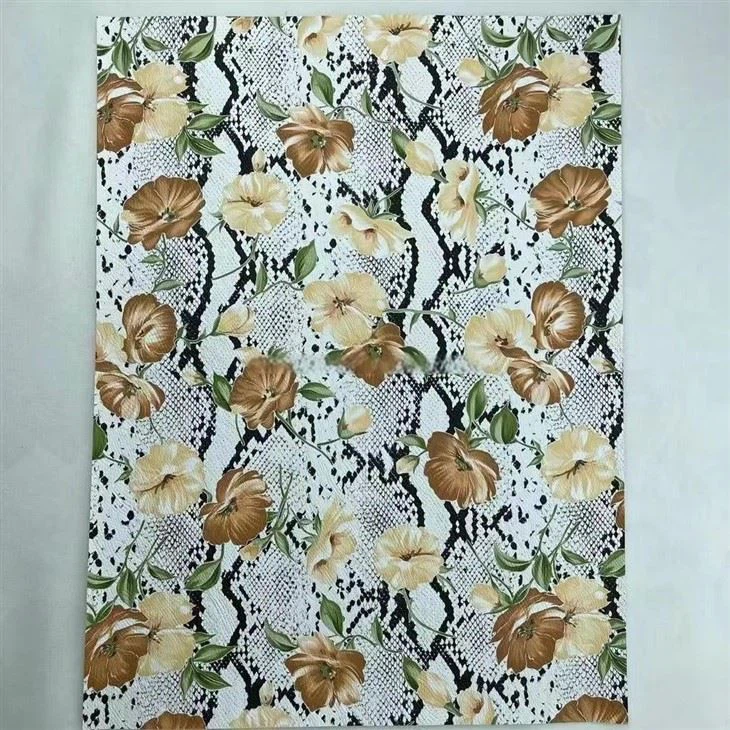 New Arrival Stock Lots Snake And Flower Printed Handbag PU Leather Material